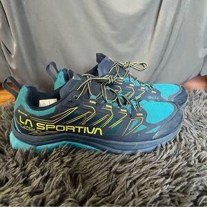 La Sportiva Teal and Yellow Gore-Tex Trail Shoes